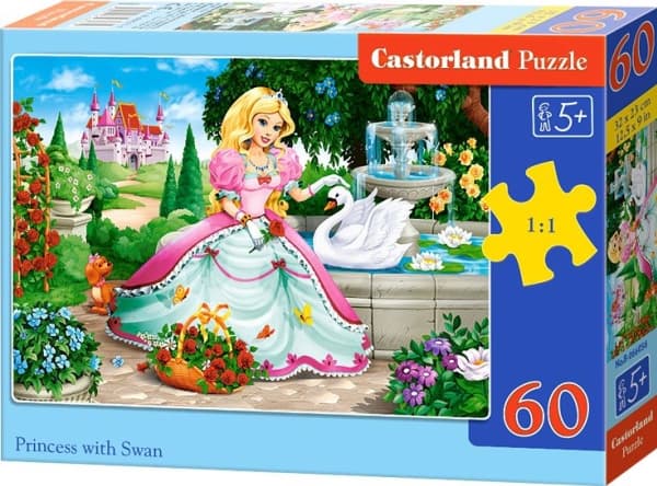 Castorland Princess with Swan 60 pcs, Puslespill, 60 stykker, Tegneserier, Barn, 5 år