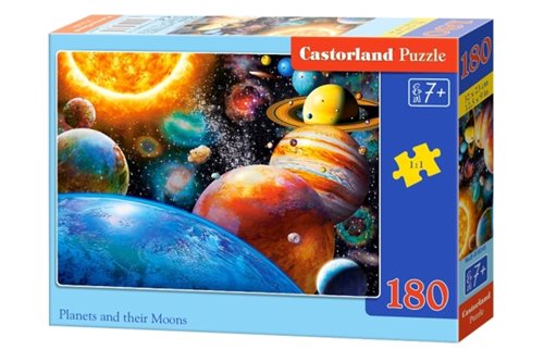 Bild av Castorland Planets and Their Moons 180 pcs, Pussel, Rymden, Barn, Pojke/flicka, 7 År, inomhus