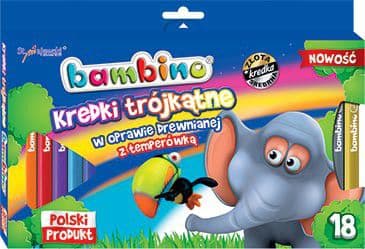 BAMBINO trekantede fargestifter, 18-farge, i tre + temp. MAJEWSKI p4, blandingspris for 1 stk