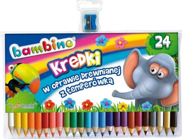 St. Majewski BAMBINO crayons in a wooden frame with a sharpener, 24 colors