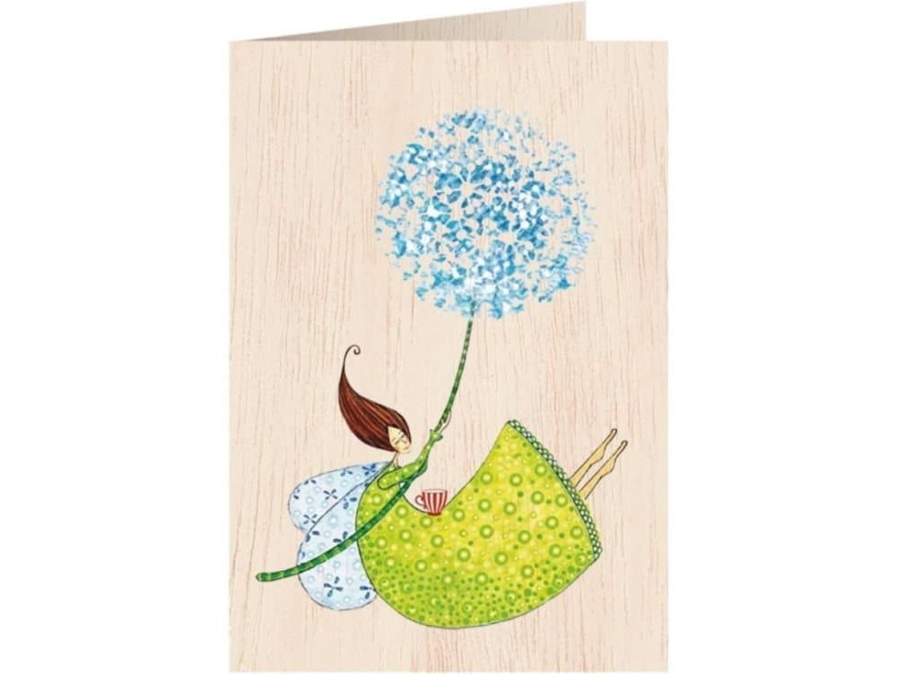 Cozywood Wooden pass C6 + envelope Dandelion
