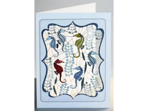 Forever Cards PM826 utstanset kort + konvolutt Seahorses