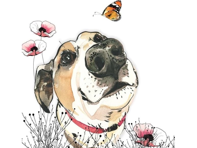 Clear Creation Swarovski Pass, square CL1209 Dog and butterfly