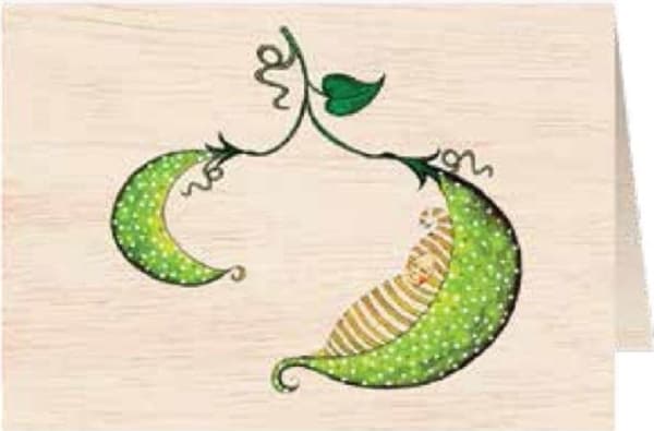 Cozywood Wooden pass C6 + envelope Birth of beans