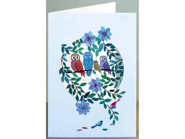 Forever Cards F06 utklippt carnet + kuvert Ugglor