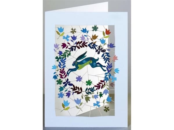 Forever Cards PM139 utstanset kort + konvolutt Hare og blomster