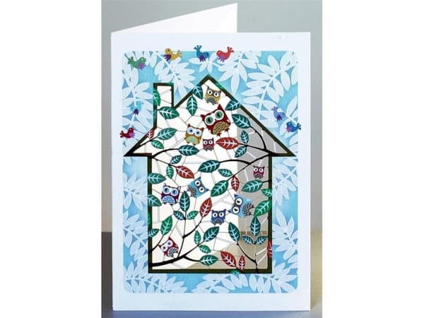 Forever Cards PM830 utklippt carnet + kuvert Home - ugglor