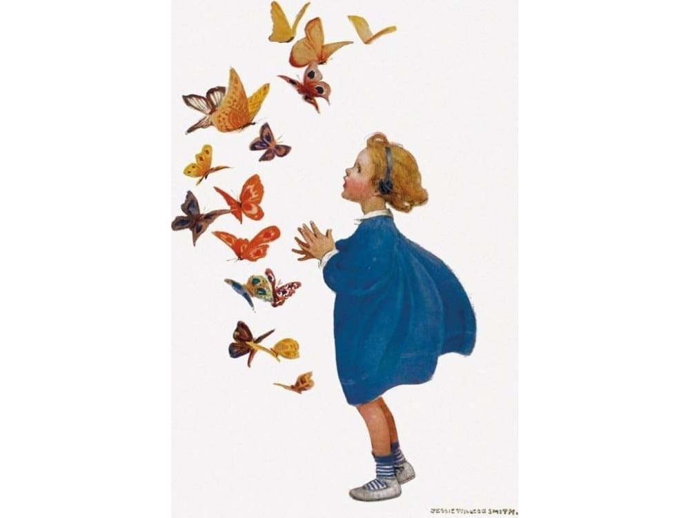Museums & Galleries B6 pass with Little Girl and Butterflies envelope