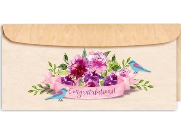 Cozywood DL wooden pass with a wooden envelope Congratulations