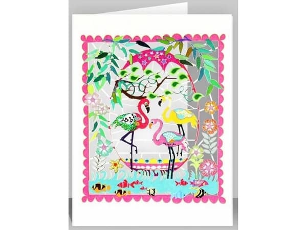 Forever Cards Karnet PM561 wycinany + koperta Trzy flamingi