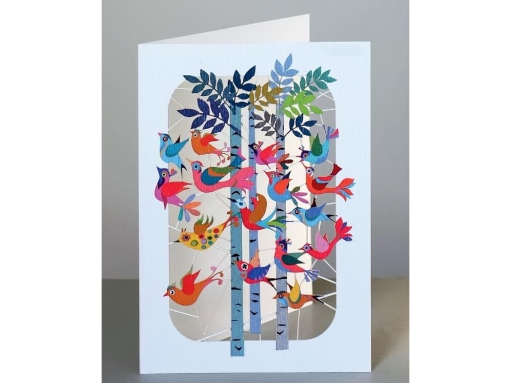 Forever Cards PM223 cutout + envelope Birds on trees