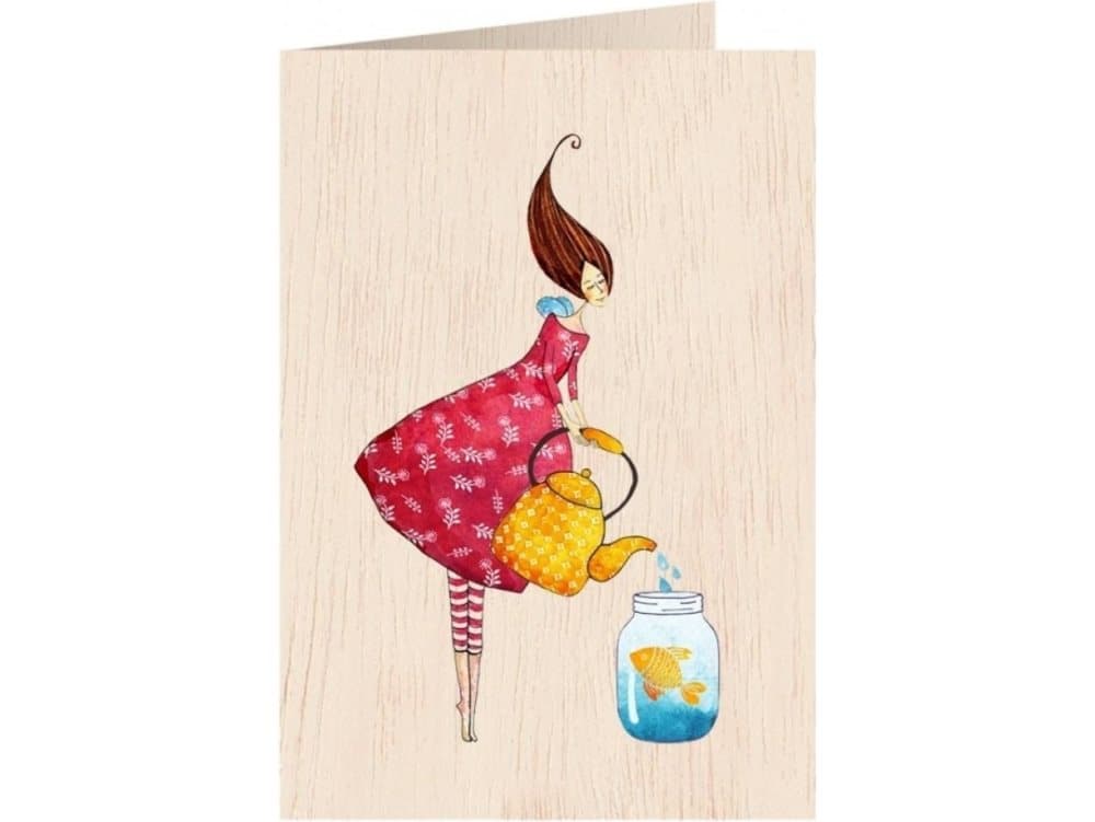 Cozywood Wooden pass C6 + envelope Gold fish