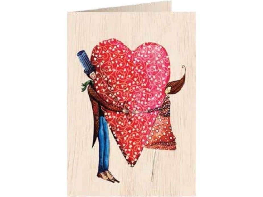 Cozywood Wooden pass C6 + envelope Wedding big heart