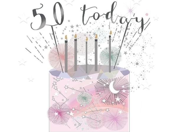 Museer og gallerier Lite firkantet kort med konvolutt Bursdag 50 lys