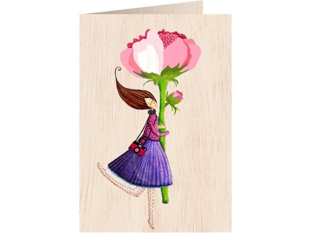 Cozywood Wooden pass C6 + envelope Rose