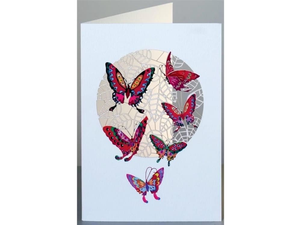 Forever Cards Pass PM676 cut + envelope Red butterflies