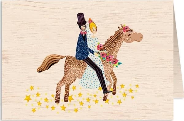 Cozywood Wooden pass C6 + envelope Wedding horse