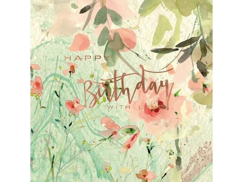 Museums & Galleries Square pass with Marble Flowers Birthday envelope