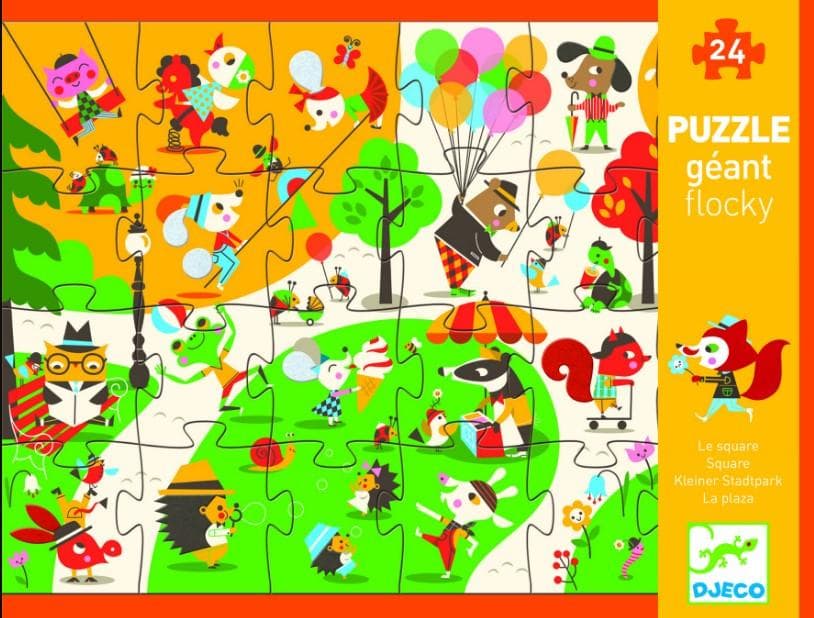 Flocky puzzle, Square Djurpussel Jättepussel Golvpussel - Djeco