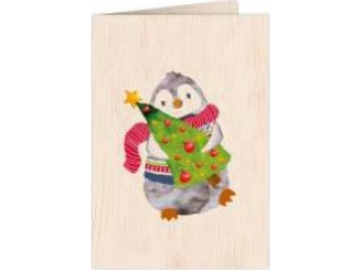 Cozywood Wooden pass C6 + envelope Saint Penguin