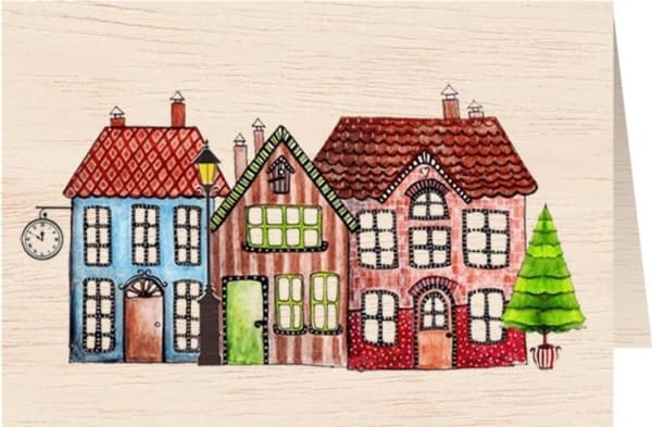 Cozywood Wooden pass C6 + envelope. Holy Cottages