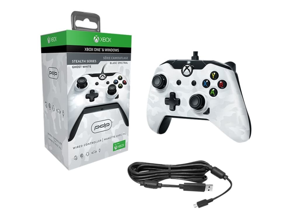 PDP Wired Controller - Spelkontroll - kabelansluten - kamouflagevit - för PC, Microsoft Xbox One, Microsoft Xbox One S, Microsoft Xbox One X