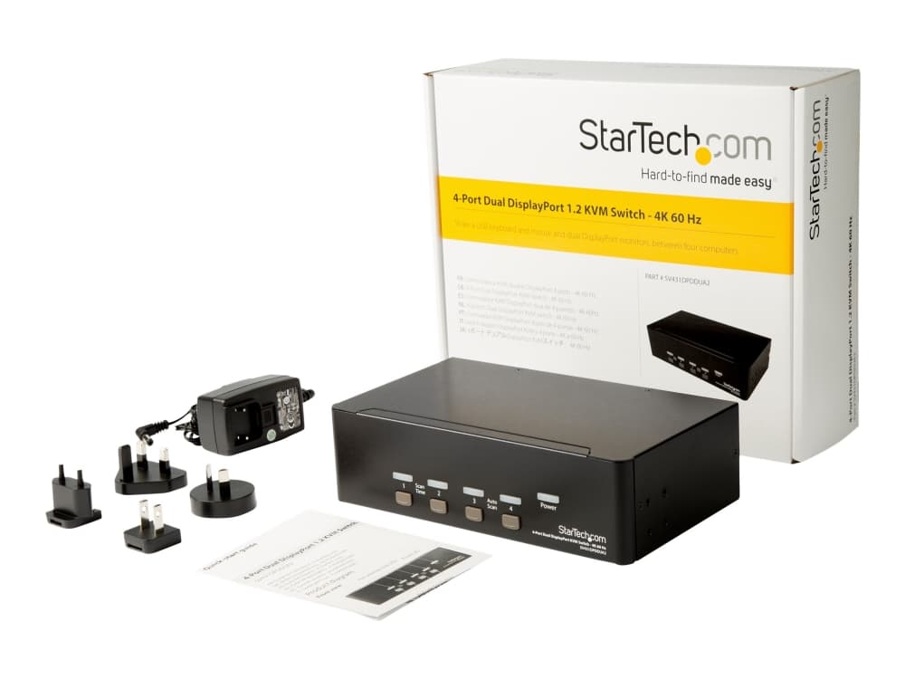 StarTech.com DisplayPort KVM - 4 port - 4K 60Hz - Dual Monitor KVM - DisplayPort Switch - KVM DisplayPort - Desktop KVM Switch (SV431DPDDUA2) - KVM /
