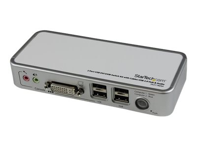 Bild av StarTech.com 2 Port USB DVI KVM Switch with Audio and Cables - Omkopplare för tangentbord/video/mus/ljud/USB - 2 x KVM/ljud/USB - 1 lokal användare -