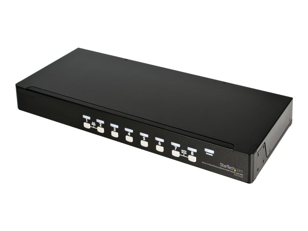 StarTech.com 8 Port 1U RackMount USB PS/2 KVM Switch with OSD - Omkopplare för tangentbord/video/mus - 8 x KVM port(s) - 1 lokal användare - skrivbor