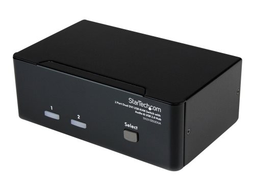 Bild av StarTech.com DVI KVM Switch with Audio & USB 2.0 Hub - 2-Port USB KVM Switch - 1920 x 1200 - Dual Monitor KVM Switch (SV231DD2DUA) - Omkopplare för t