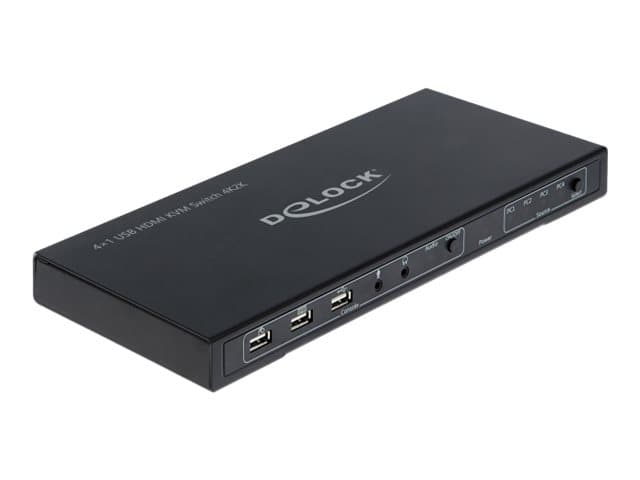 Delock HDMI KVM Switch 4 x with USB 2.0 and Audio - KVM / lyd / USB-svitsj - 4 x KVM/lyd/USB - 1 lokalbruker - stasjonær