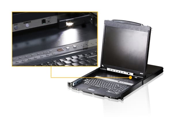 ATEN Slideaway CL5808N - KVM-konsoll med KVM-svitsj - 8 porter - PS/2, USB - 19" - kan monteres i rack - 1280 x 1024 @ 75 Hz - 1U