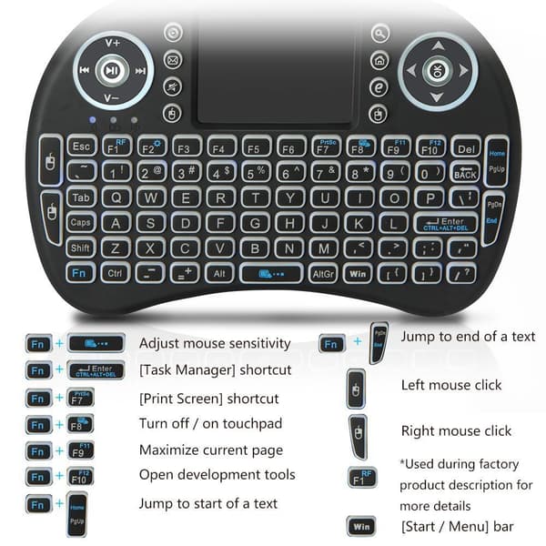 IPTV Wireless Keyboard PC, Android til TV-box X96mini / Max