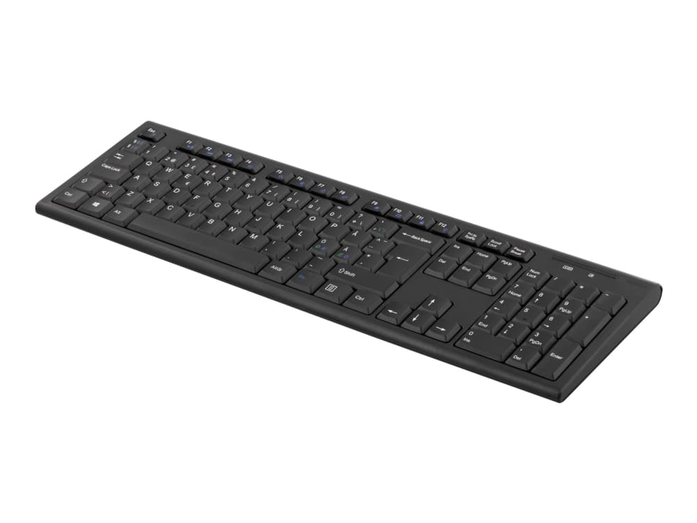 DELTACO TB-122 - Tangentbord - trådlös - 2.4 GHz - nordisk - svart