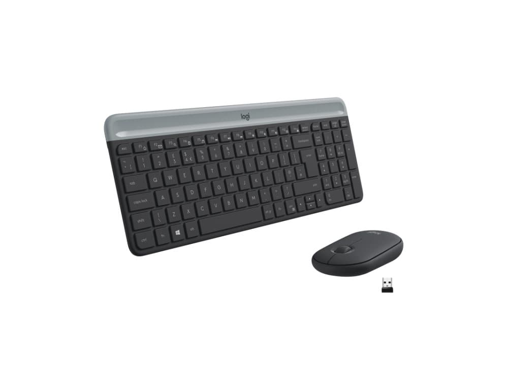 Logitech Slim Wireless Combo MK470 - Tastatur- og mussett - trådløs - 2.4 GHz - Nordisk - grafitt