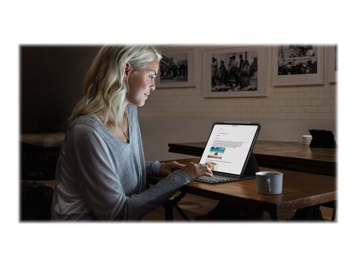 Bild av Logitech Slim Folio Pro - Tangentbord och foliefodral - bakgrundsbelyst - trådlös - Bluetooth LE - QWERTY - nordisk - för Apple 11-inch iPad Pro (1:a