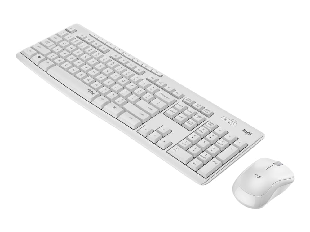 Logitech MK295 Silent - Tastatur- og mussett - trådløs - 2.4 GHz - Pan Nordic - gulaktig hvit
