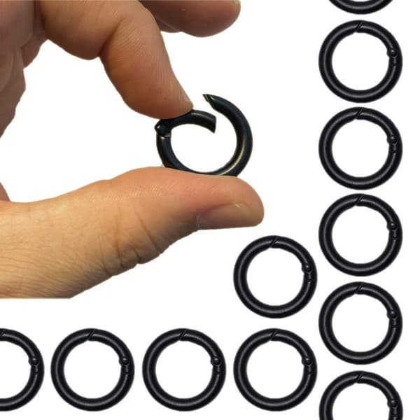 1000-pack Karabinhage Snap Klip Hook Round Spring Buckle Nøglering Sort