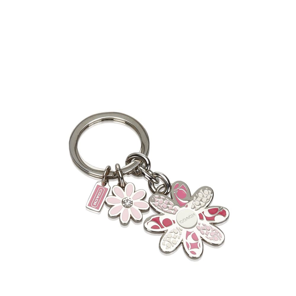 Pre-owned Coach Metal Floral Keyring Pink
