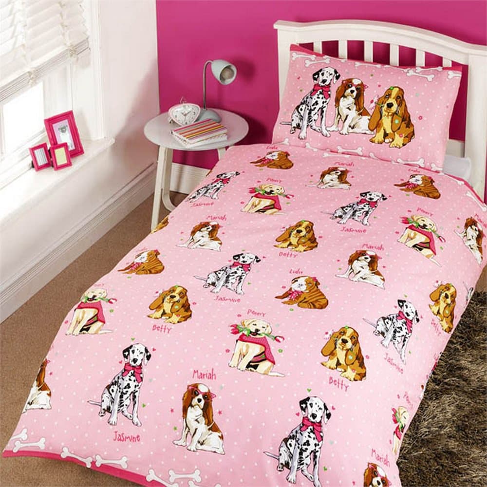 Barnflickor Glamourhundar Design Enfilt / sängkläder