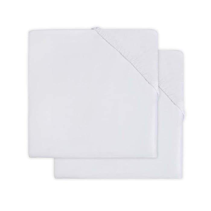 Jollein Formsydd laken, 100 % bomullsjersey, 60 x 120 cm, White (2-pack)