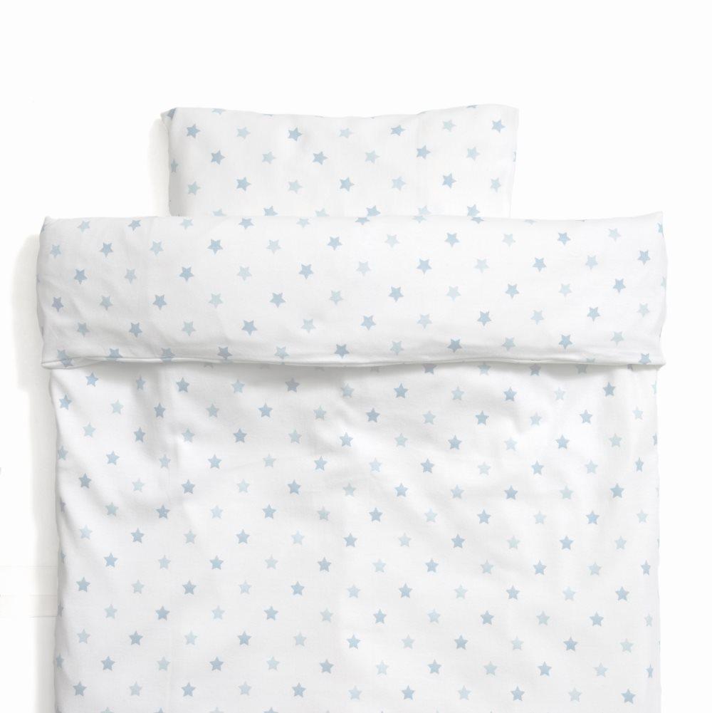 Littleheart Little Star 100% Økologisk Bomullsstrikk Sengesett Vugge Little Star Blue 100 x130 35 x 55 cm Blå
