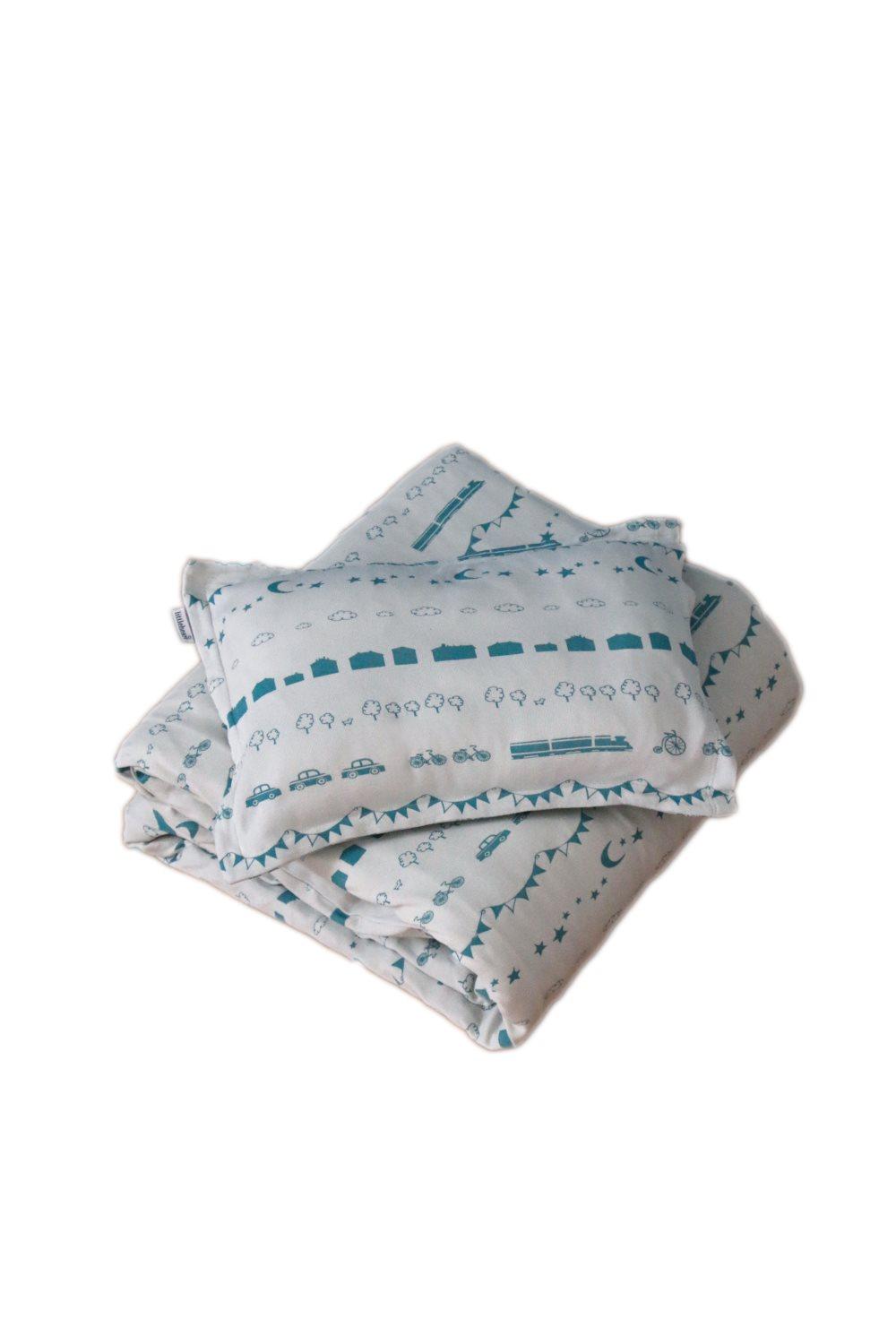 Littleheart Little City Sengesett 100 % økologisk bomull 70x80, 28x35 cm Mint
