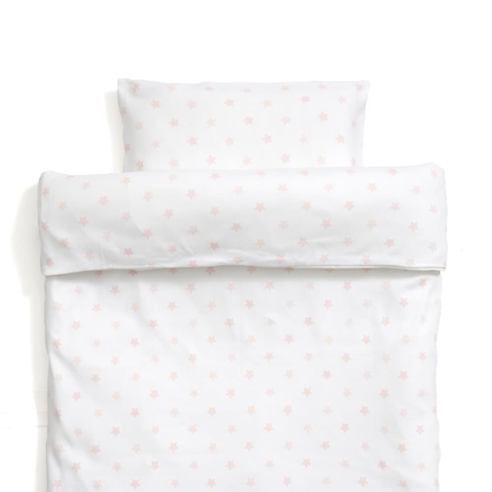 Littleheart Little Star 100% Økologisk Bomullsstrikk Sengesett Vugge Little Star Pink 100 x130 35 x 55 cm Rosa