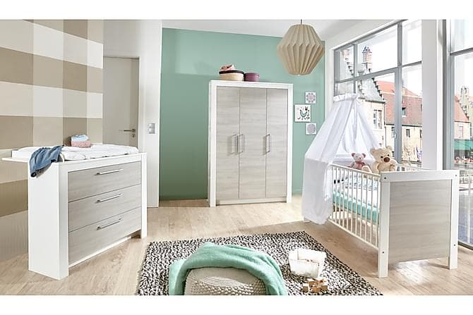 LOMISON Barnemobelsett Hvit/Tre/Natur/Solv