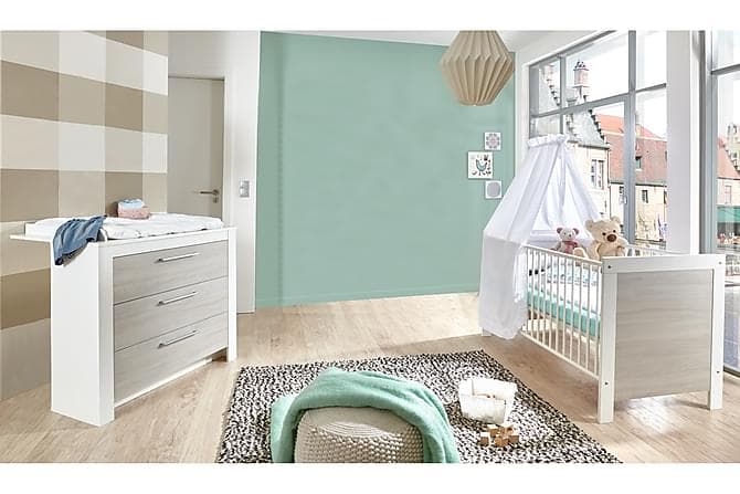 LOMISON Barnemobelsett Hvit/Tre/Natur/Solv