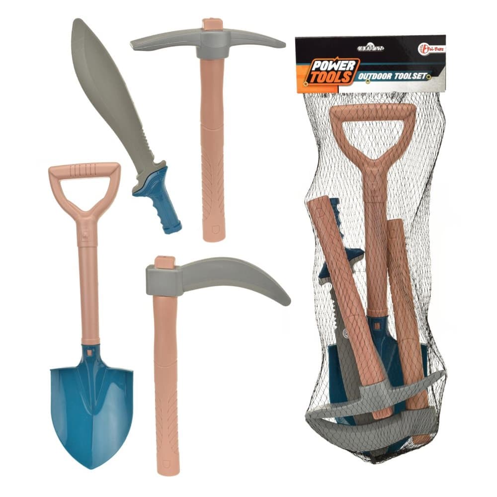 4-Pack Power Tools Set Showel Pickaxe Sword