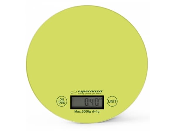 Esperanza EKS003G, Elektronisk kjøkkenvekt, 5000 kg, 1 g, Grønn, Gult, Benkeplate, Rund