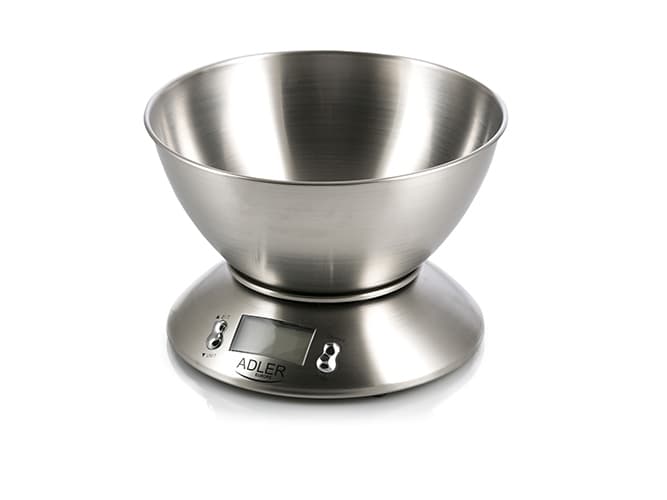 Adler AD 3166, Elektronisk kjøkkenvekt, 5 kg, 1 g, Rustfritt stål, Rustfritt stål, Benkeplate
