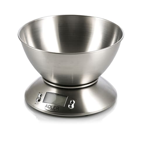 Adler AD 3166, Elektronisk kjøkkenvekt, 5 kg, 1 g, Rustfritt stål, Rustfritt stål, Benkeplate